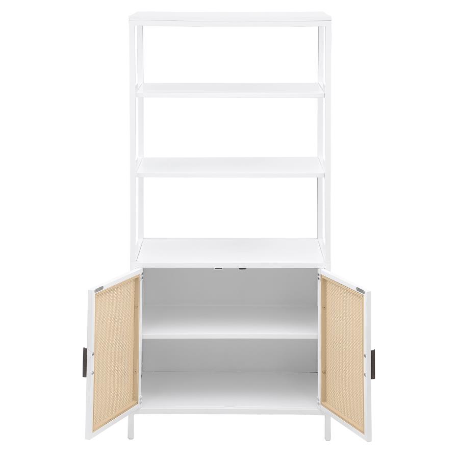 Amherst 3-shelf Radio Weave Cane Metal Accent Cabinet White