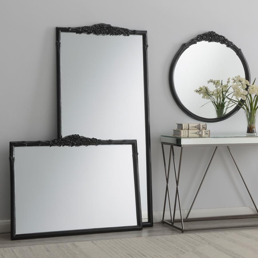 Modal Additional Images for Sylvie 30 x 31 Inch French Provincial Wall Mirror Black