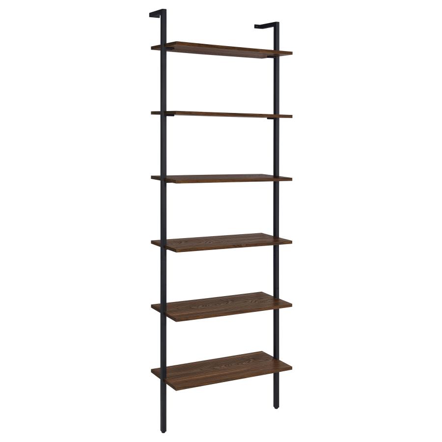 Owens 96-inch 6-shelf Wall Bookshelf Walnut (image for) Owens 96-inch 6-shelf Wall Bookshelf Walnut