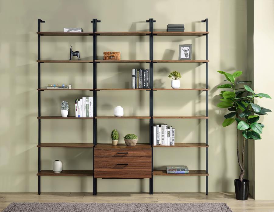 Modal Additional Images for Owens 96-inch 4-shelf Storage Wall Bookshelf Walnut