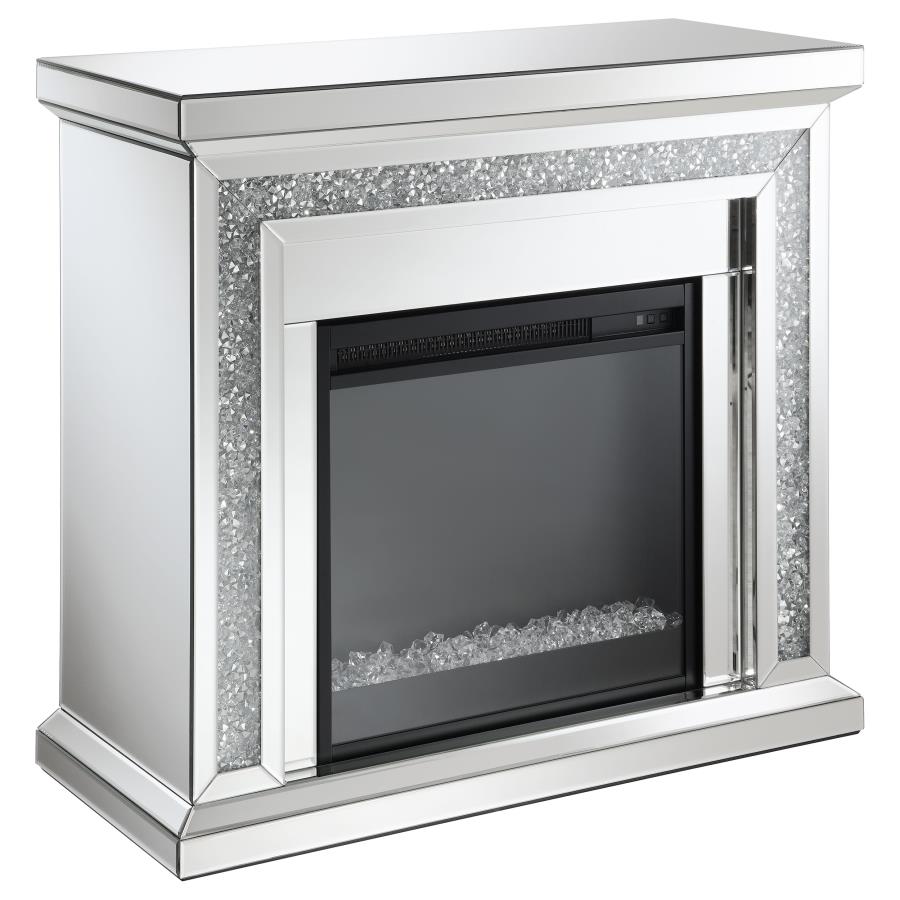 Lorelai Mirrored Freestanding Electric Fireplace Silver (image for) Lorelai Mirrored Freestanding Electric Fireplace Silver
